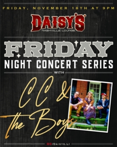 Friday Night Concert Series: C.C. & The Boys 11-18 9pm