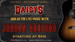 live music with jordan radford on 12/23 at 6 pm