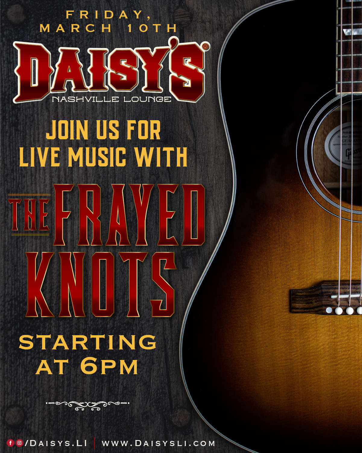 Friday March 10th: Live music with the Frayed Knots 6 pm