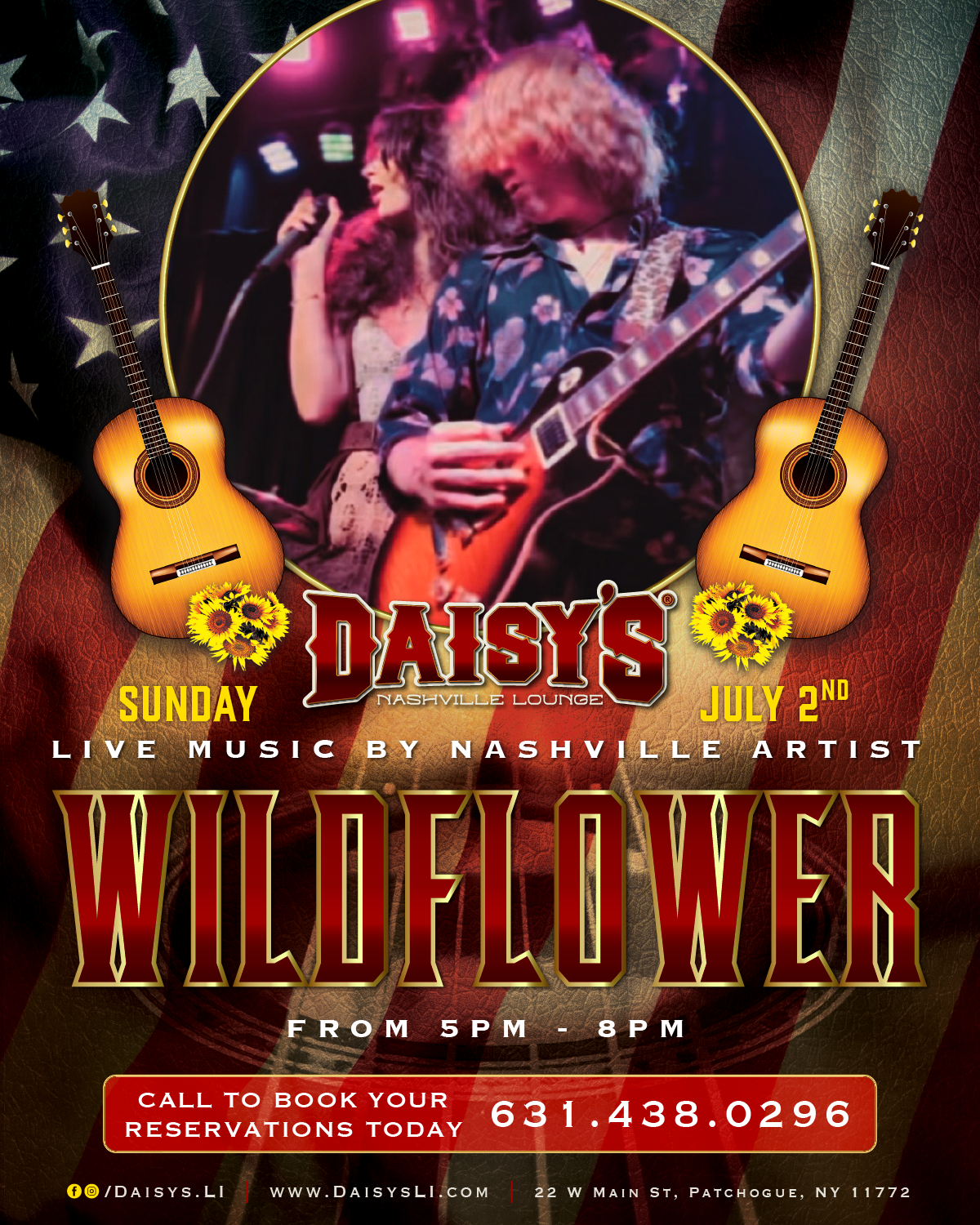 Live Music by Nashville's Wild Flower on Sunday, July 2nd 5 pm- 8 pm