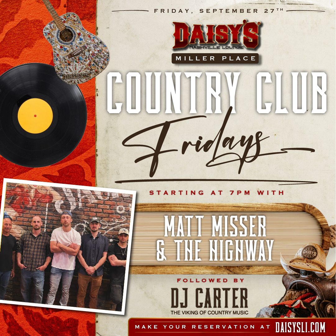 Friday September 27th: Matt Misser & the Highway and DJ Carter at 7 pm