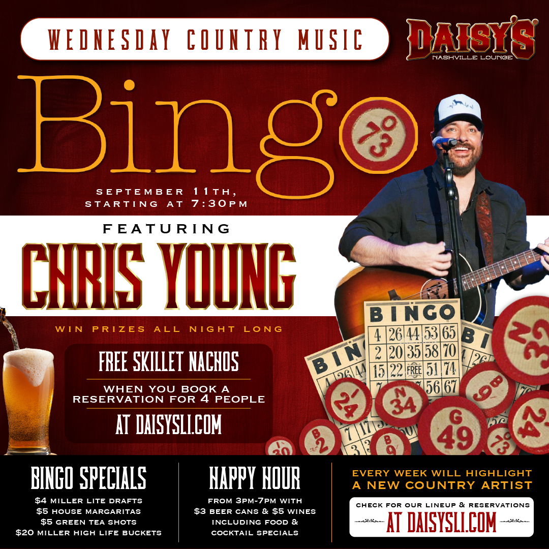 September 11th at 7:30 pm, Chris Young Music Bingo