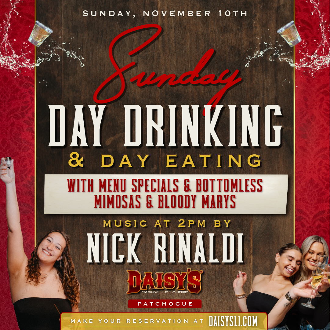 Enjoy live music by Nick Rinaldi on Sunday, November 10th at 2 pm at our Patchogue location!