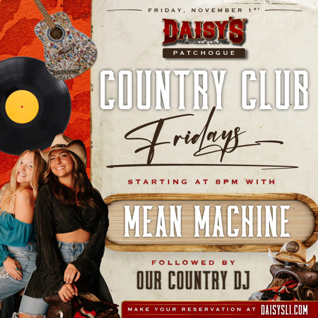 Friday, November 1st: Live music by Mean Machine followed by our country dj starting at 8 pm