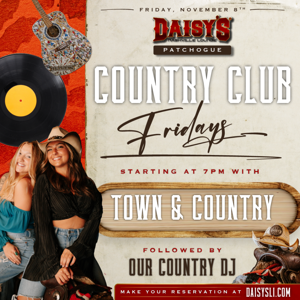 Join us on Friday, November 8th for live music by Town & Country at 7 pm