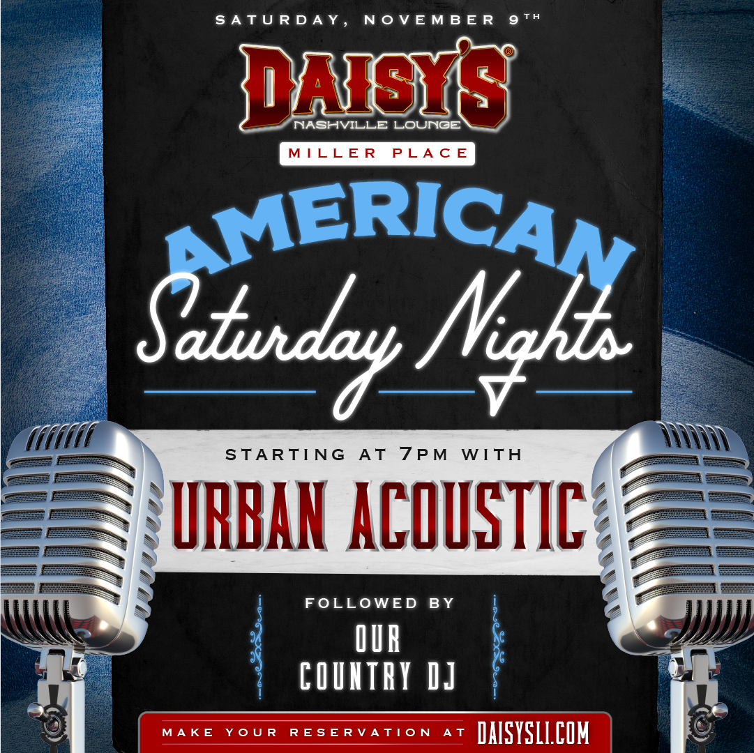 Urban Acoustic is rockin' our Miller Place location on Saturday, November 9th at 7 pm! Come on down! 