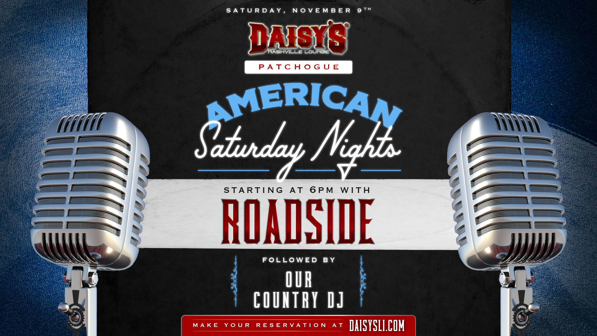 Saturday November 9th: Live Music by Roadside at 6 pm