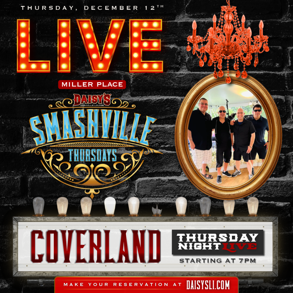 Enjoy live tunes by Coverland at our Miller Place location on Thursday, November 12th at 7 pm! 