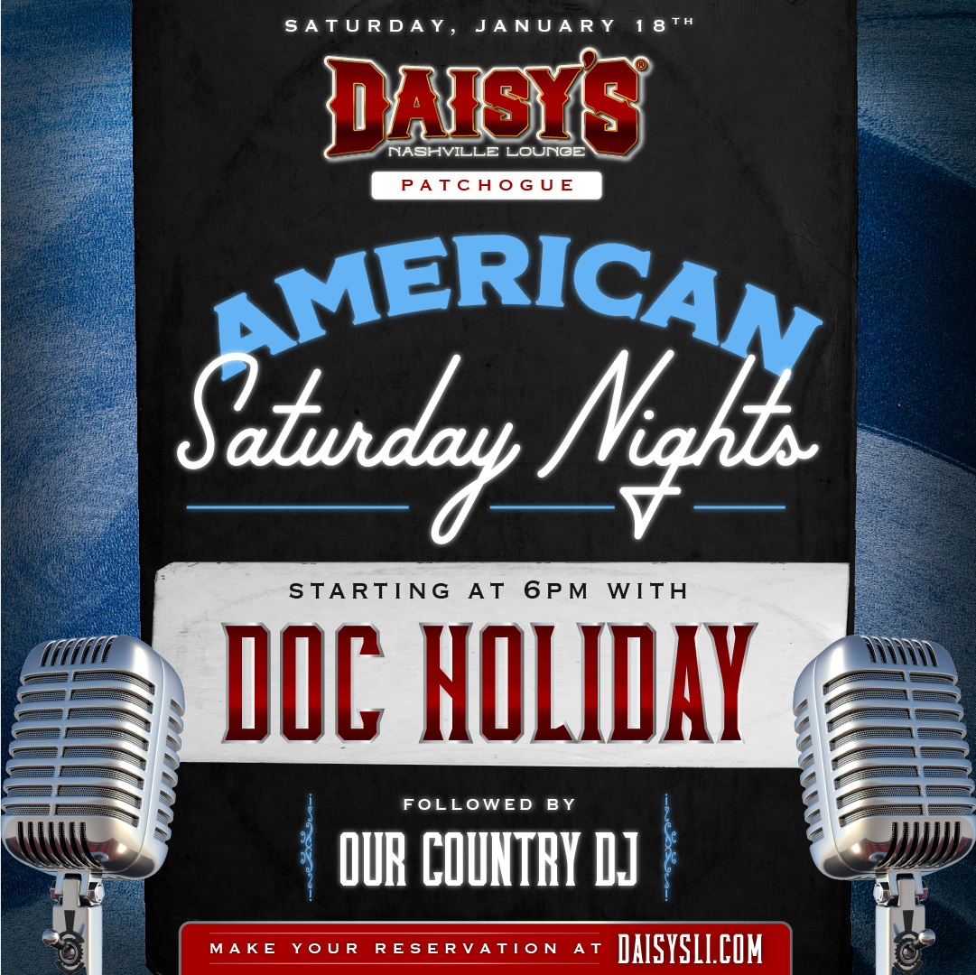 Saturday, January 18th live music by Doc Holiday at 6 pm