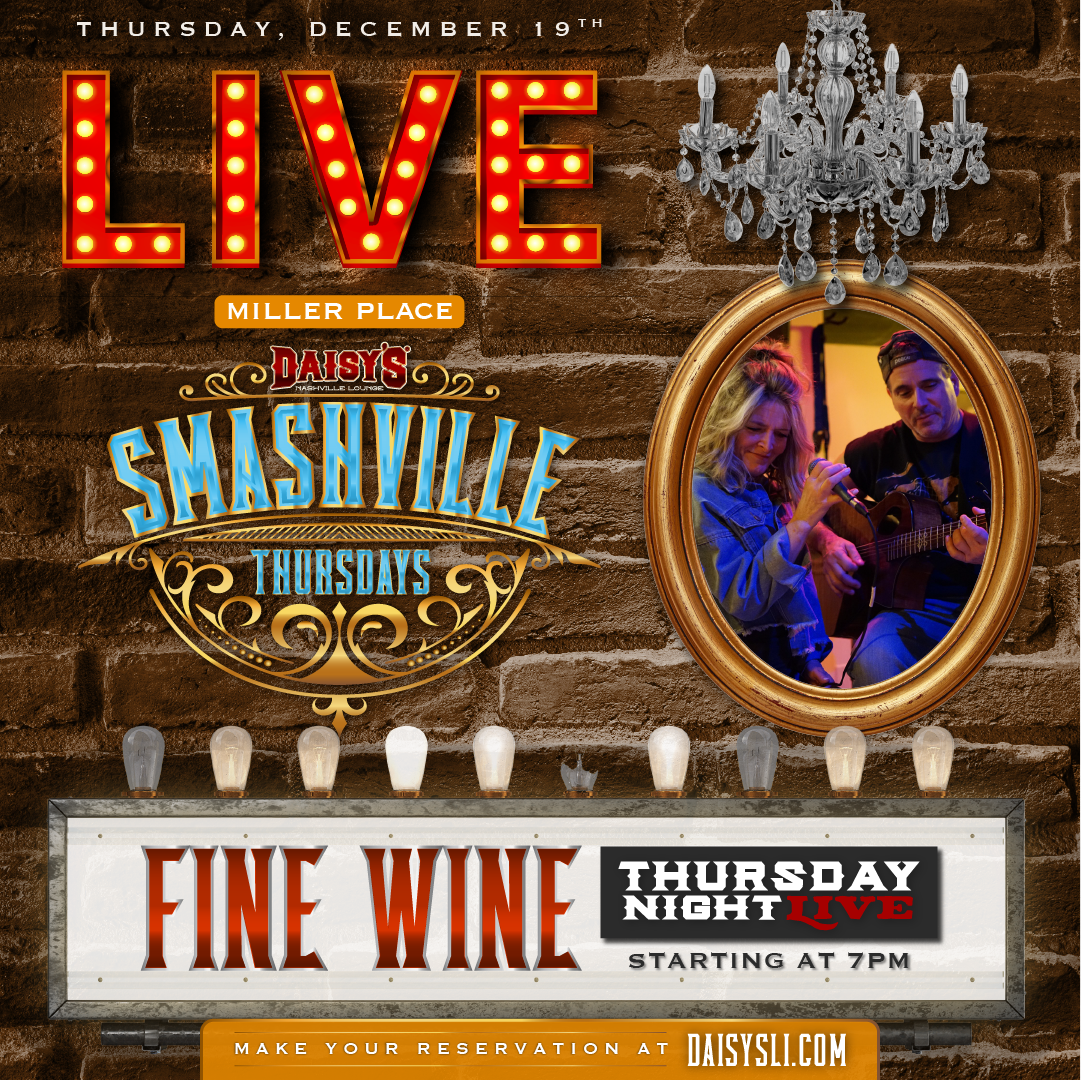 Catch a live performance by Fine Wine at our Miller Place location on Thursday, December 19th at 7 pm!