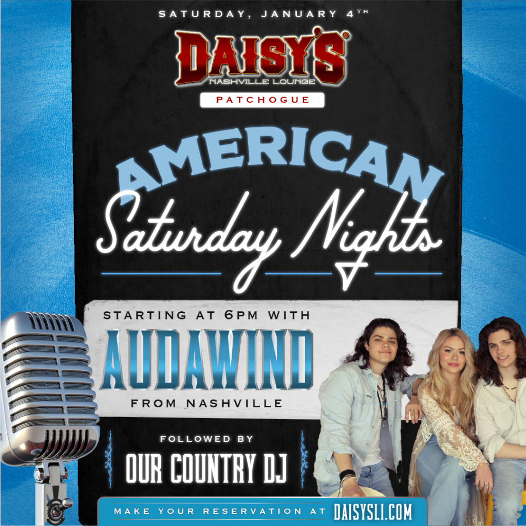 Live music by Audawind on Saturday, January 4th at 6 pm