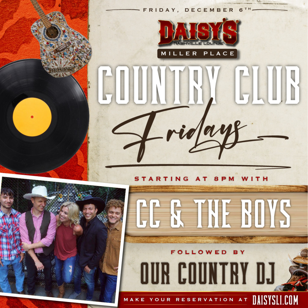 Friday, December 6th: Live music by cc & the boys at 8 pm