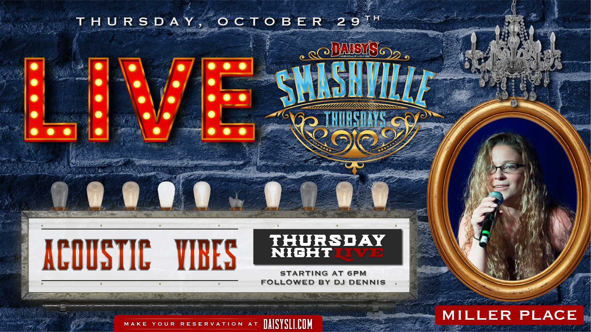 Acoustic Vibes returns for Smashville Thursday at 6PM! Get here early for Honky Tonk Happy Hour from 3–7PM and stay for live music as the weekend gets started a little early.