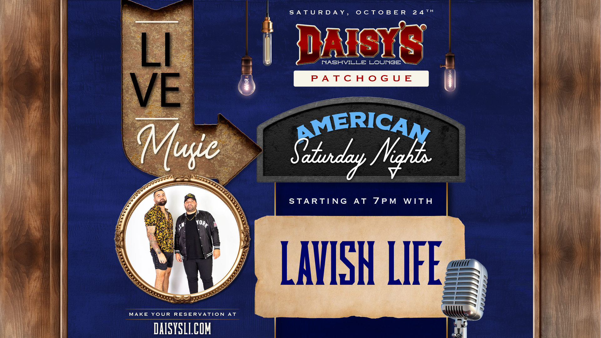 Lavish Life brings the live soundtrack to American Saturday Nights at 8PM. Grab your crew, come ready for a night out, and stay for Our Country DJ after the show.