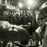 a black and white photo of musicians