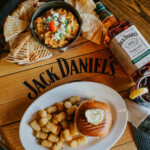 Tennessee Chicken Dip and Sandwich with a Bottle of Jack Daniels